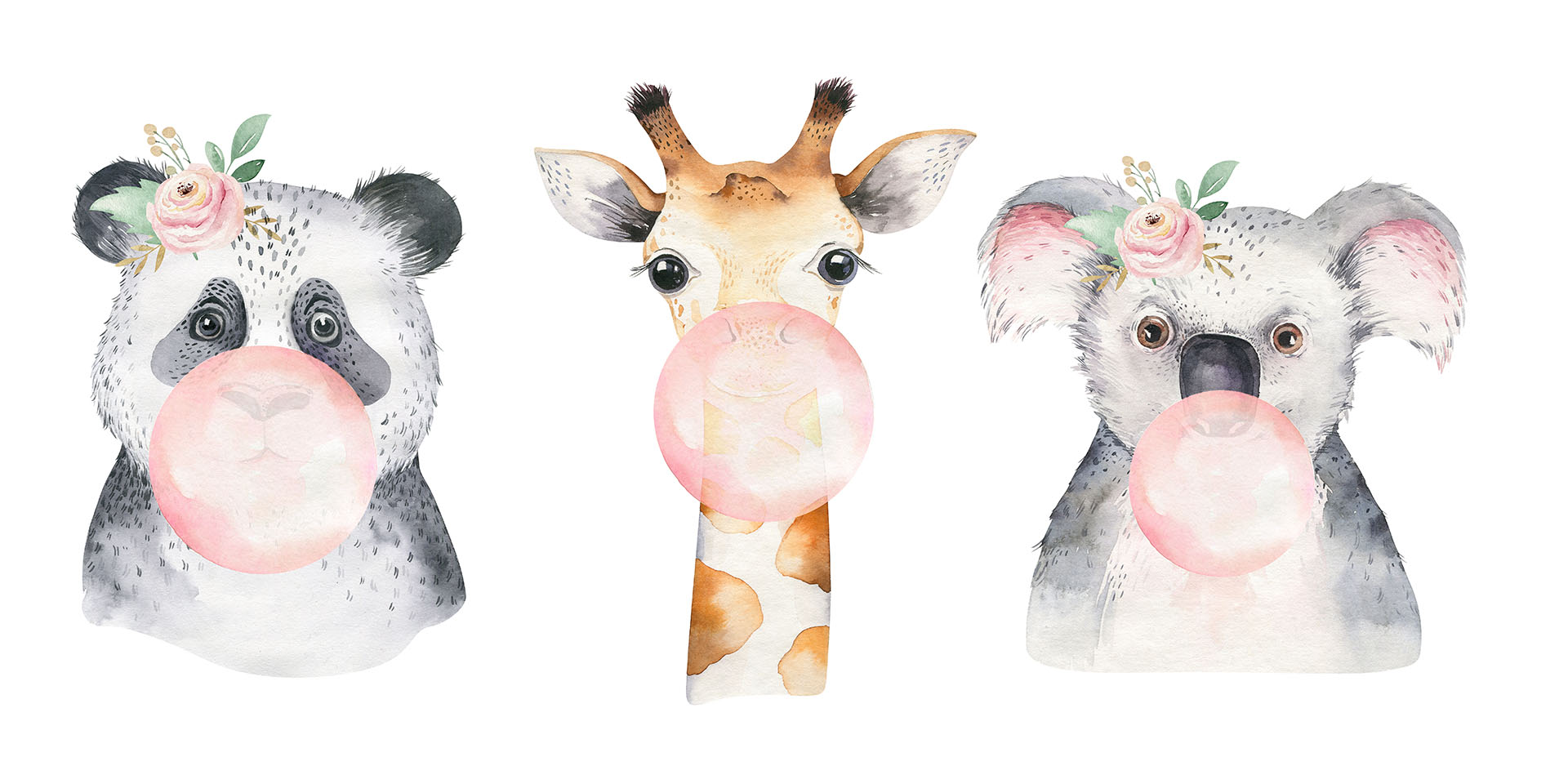 Zich voorstellen opener Welke Bubbling Animals - wanddecoratie kinderkamer muur | WallCatcher