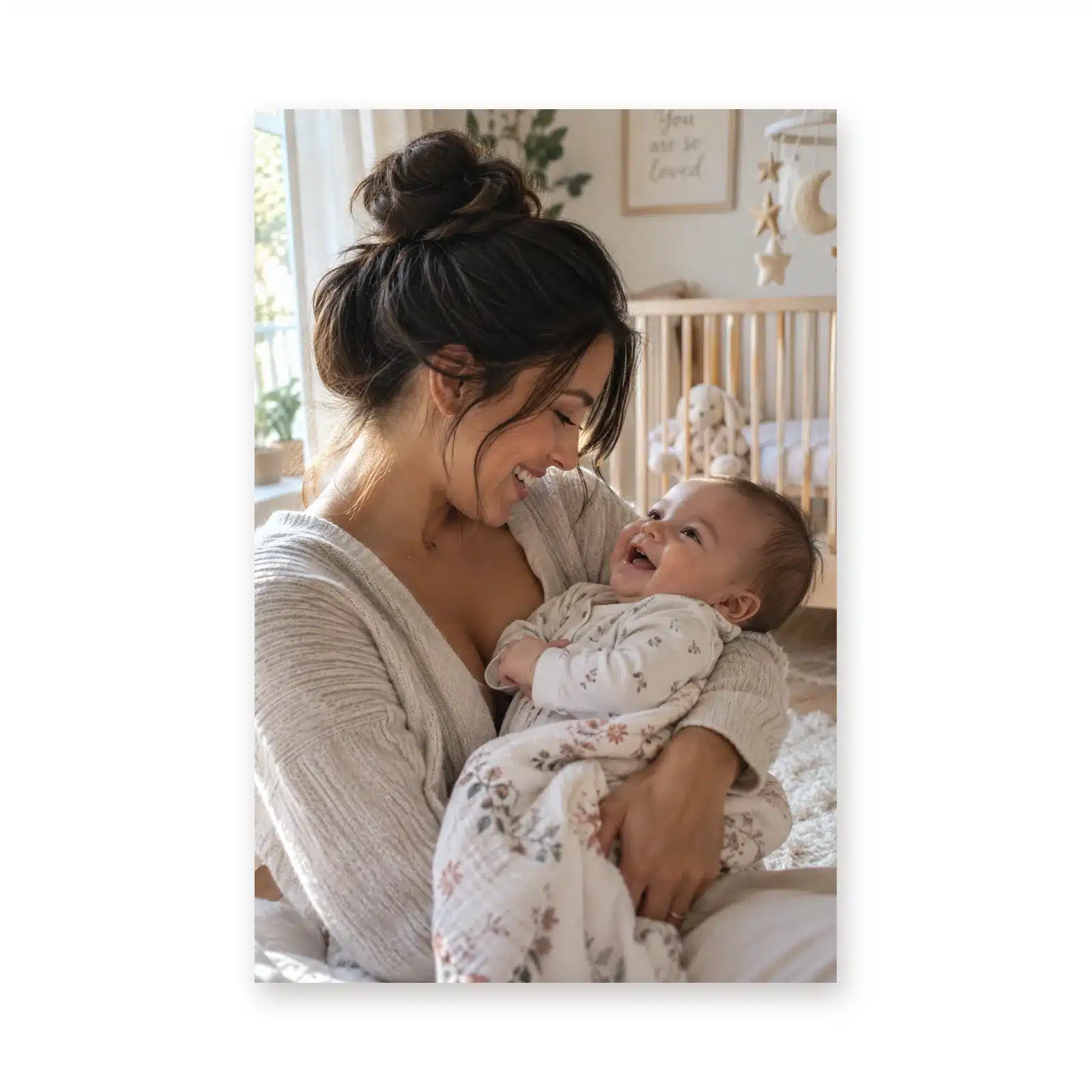 Wanddecoratie met eigen foto op een witte achtergrond
