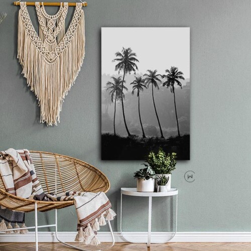 Boho stijl, palmen wanddecoratie