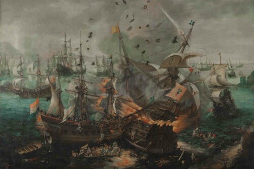 Slag bij Gibraltar in 1607- Cornelis Claesz. van Wieringen