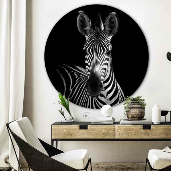 Zwart-wit ronde wanddecoratie Zebra