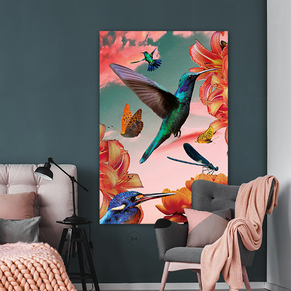 Pimp je slaapkamer met een vrolijke poster 'hummingbirds'