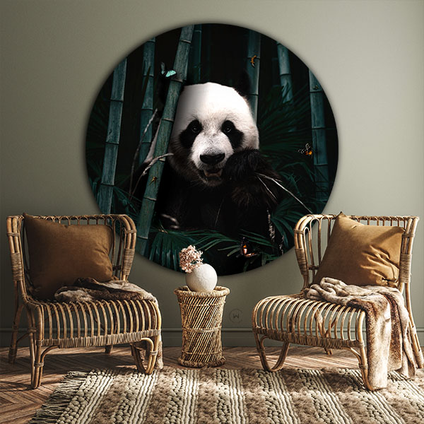 Boho stijl, dieren wanddecoratie muurcirkel pandabeer