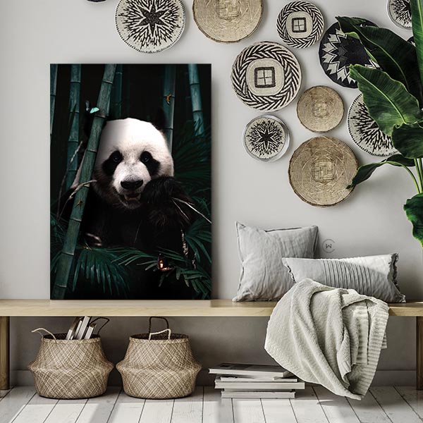 Panda in een boho interieur