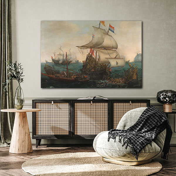 Schilderij hollandse schepen overzeilen