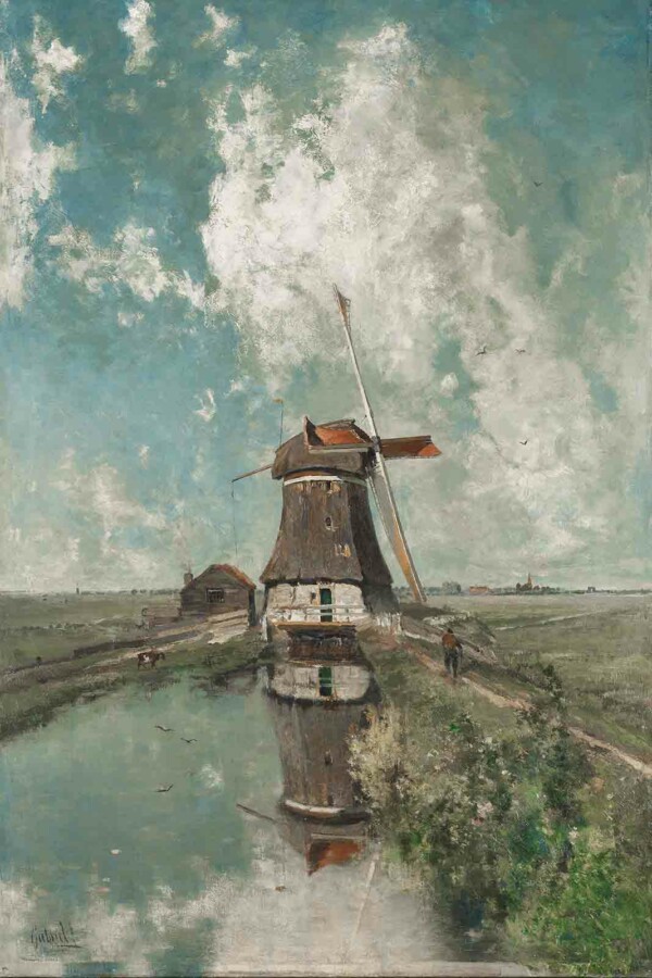 Een molen aan de poldervaart van Paul Joseph Costantin Gabriël
