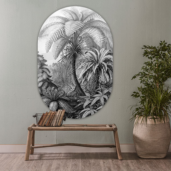 Wanddecoratie palmen zwart wit