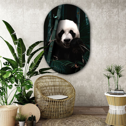 Botanisch interieur muurovaal panda