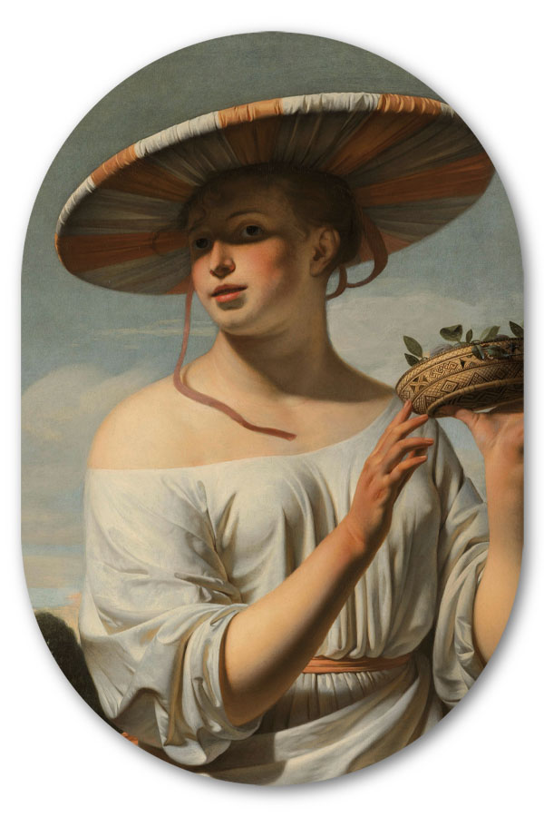 Muurovaal Meisje met de brede hoed