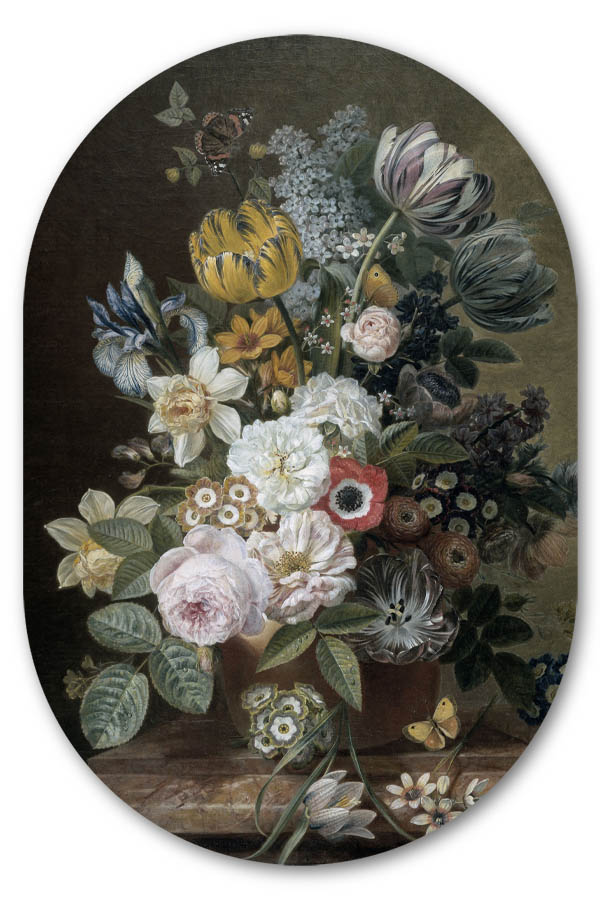 Muurovaal Stilleven met bloemen van Jan Eelkes Jellema