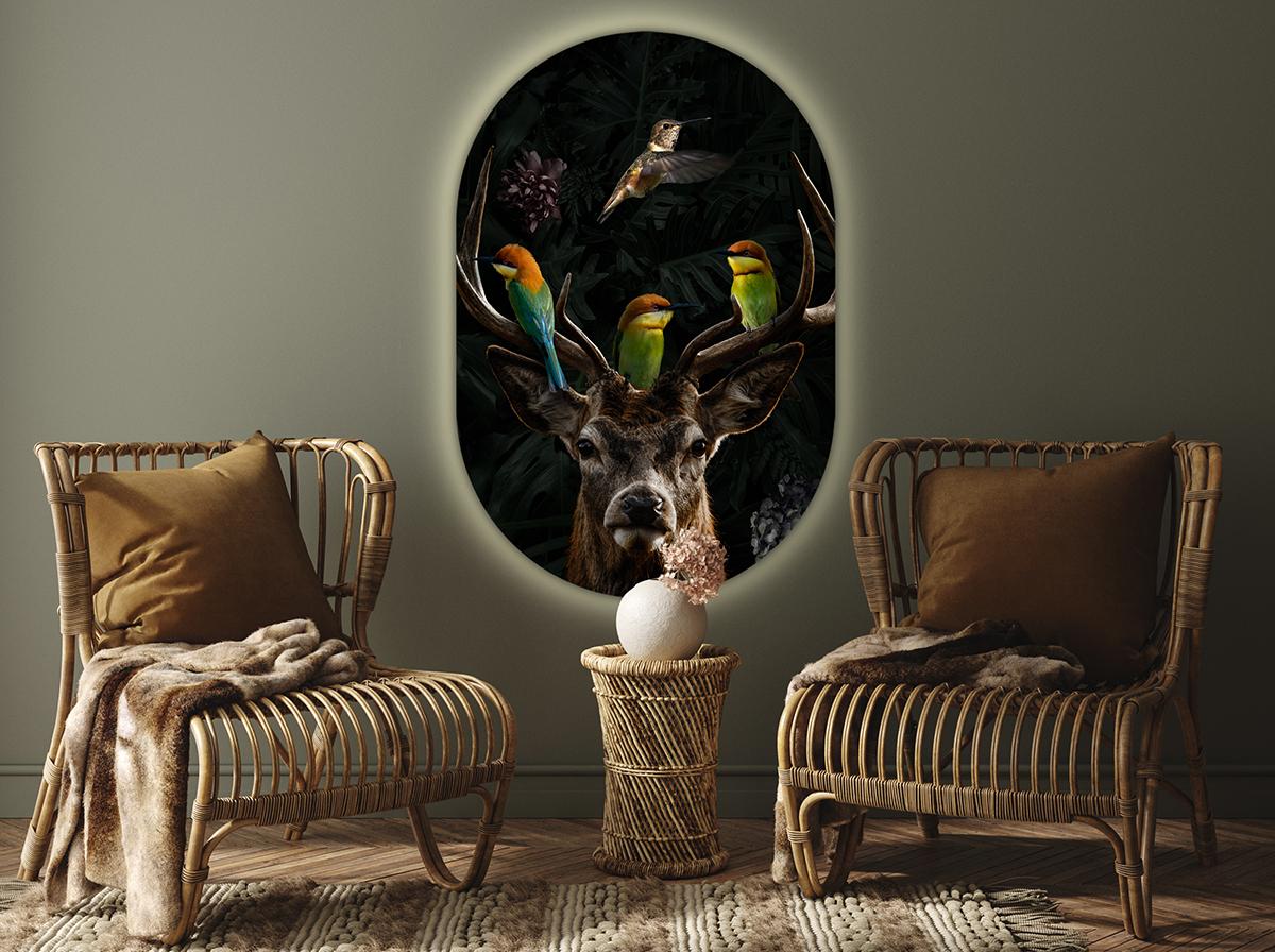Muurdecoratie - deer ledverlichting