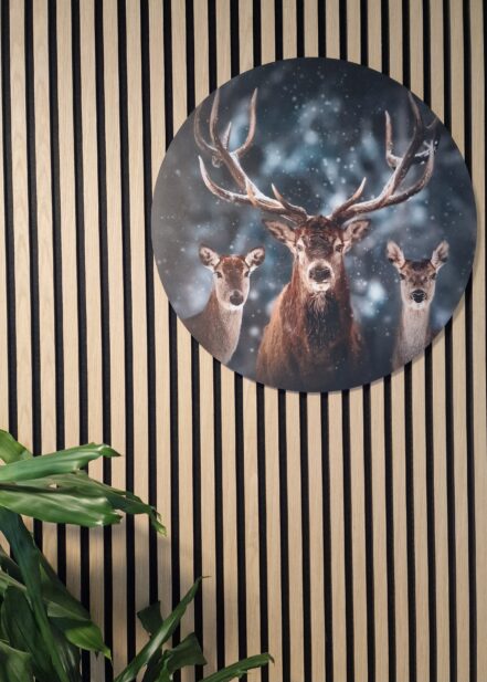 Karin, ik ben zo ontzettend blij met deze winter deers wandcirkel op dibond. Echt top kwaliteit