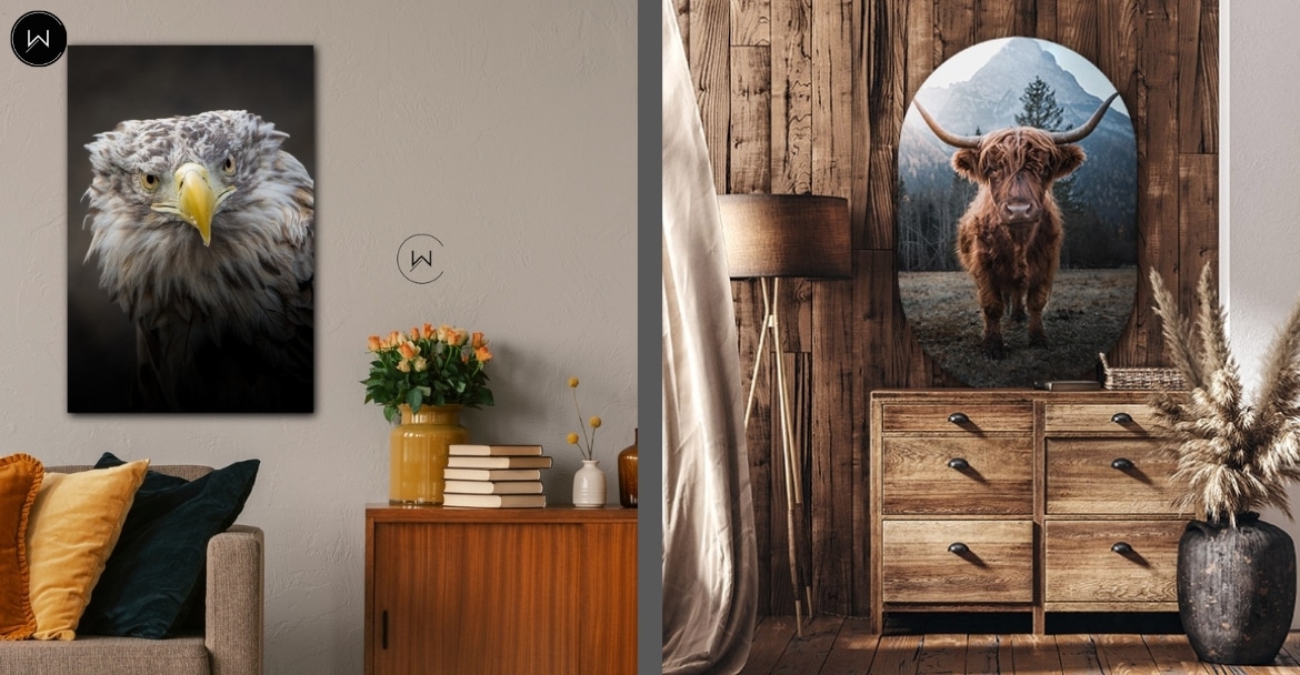 Mix van materialen: hoe dibond, canvas en hout elkaar versterken