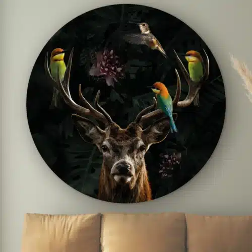 Muurcirkel Hert met vogels