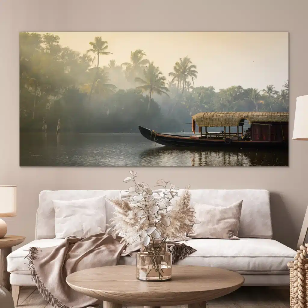 Indisch meer boven een witte bank met droogbloemen