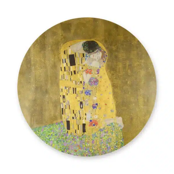 Klimt schilderij als muurcirkel los op een witte achtergrond