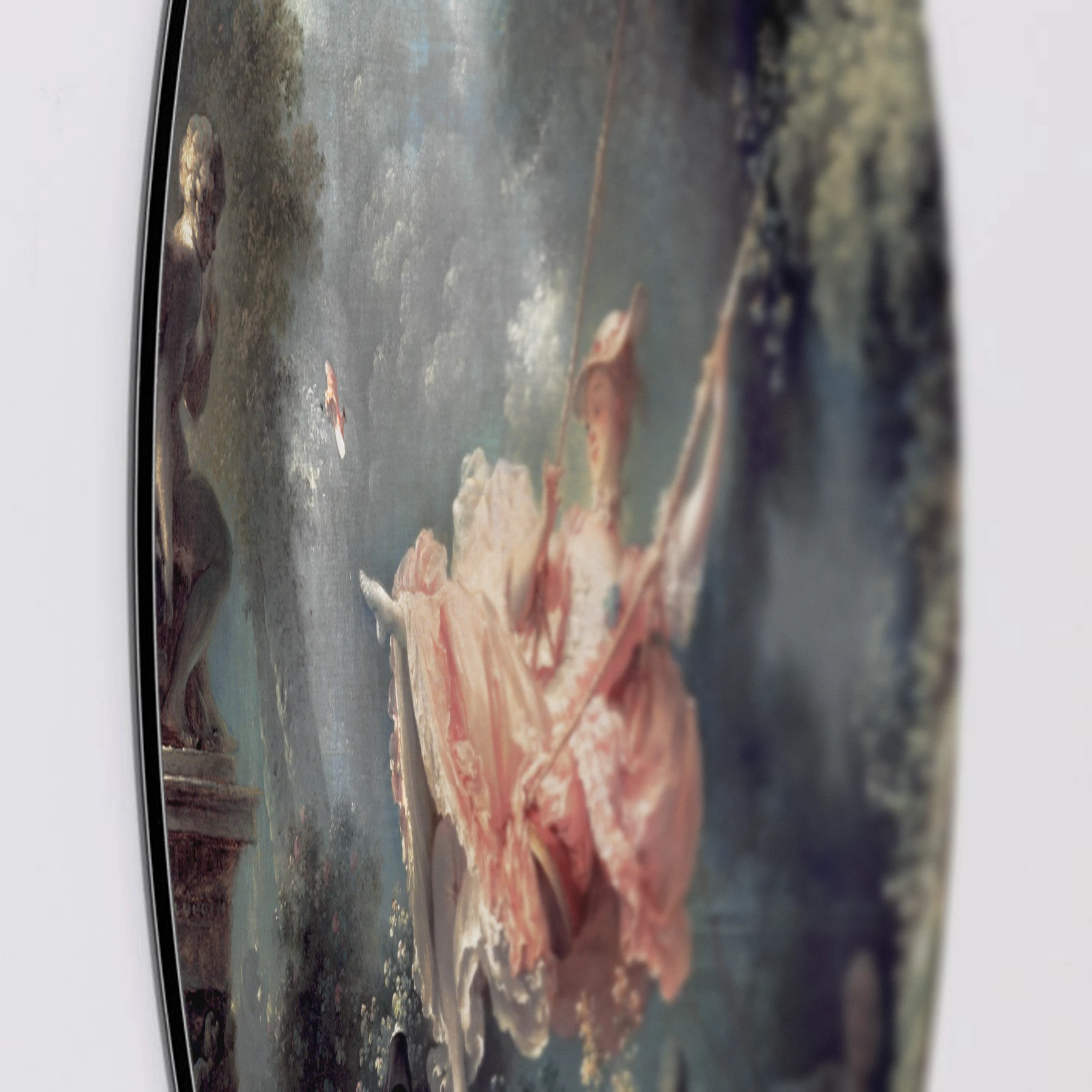 Muurcirkel De Schommel van Jean-Honoré Fragonard, Aluminium Dibond van dichtbij