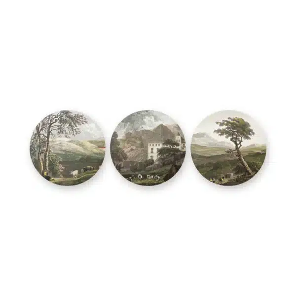 Muurcirkel set met landschap los op een witte achtergrond