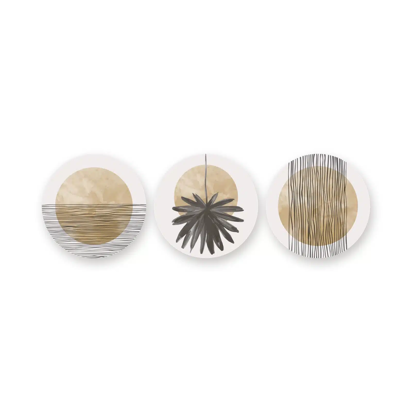 Beige muurcirkel set los op een witte achtergrond