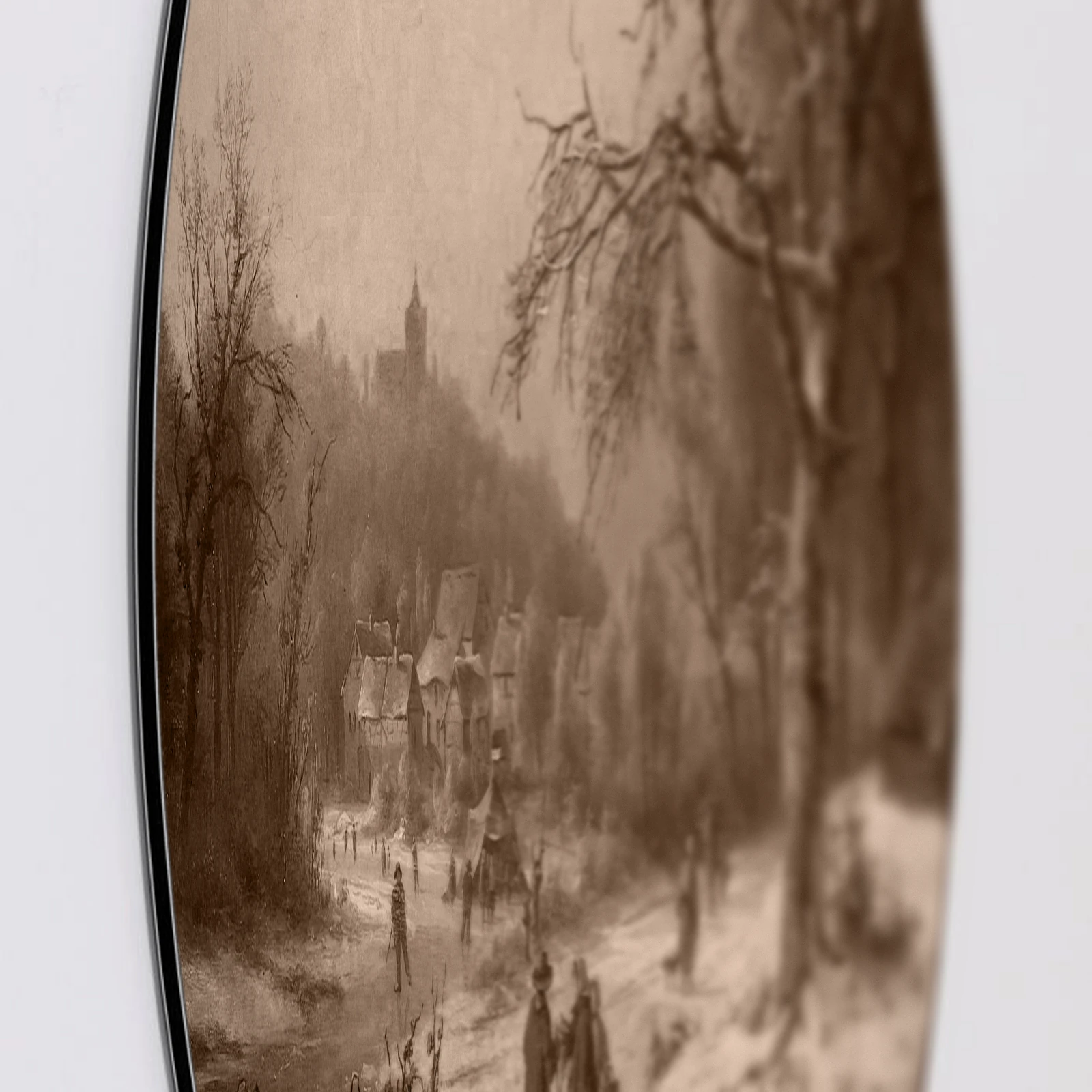 Muurcirkel Sneeuwlandschap, Aluminium Dibond van dichtbij