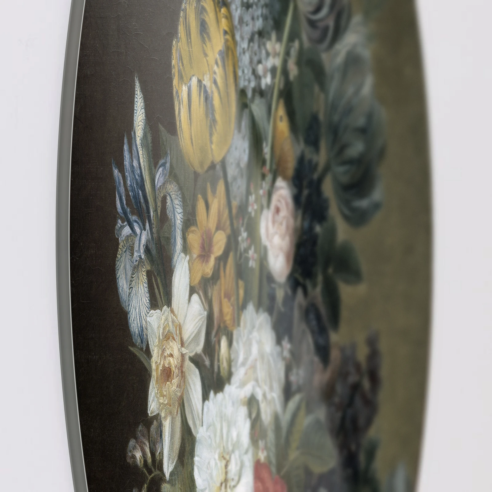 Muurcirkel Stilleven met bloemen van Eelke Jelles Eelkema, Plexiglas van dichtbij