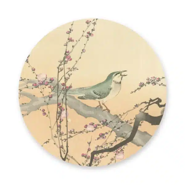 Japanse prent vogel als muurcirkel los op een witte achtergrond