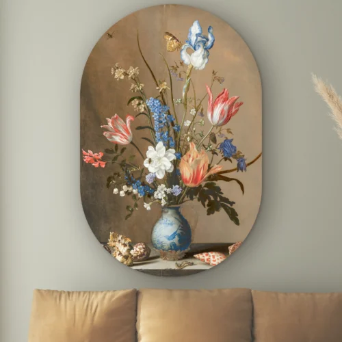 Muurovaal Bloemen in een Wan-Li vaas van Balthasar van der Ast