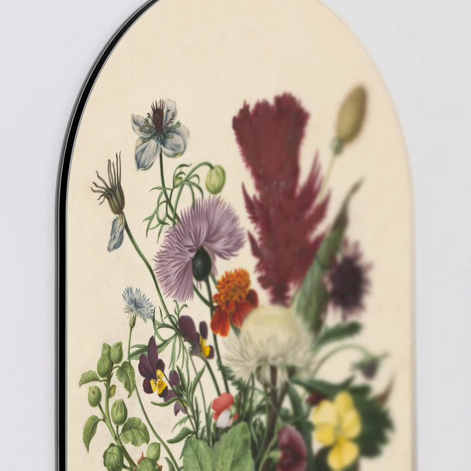 Muurovaal Boeket bloemen, Aluminium Dibond van dichtbij