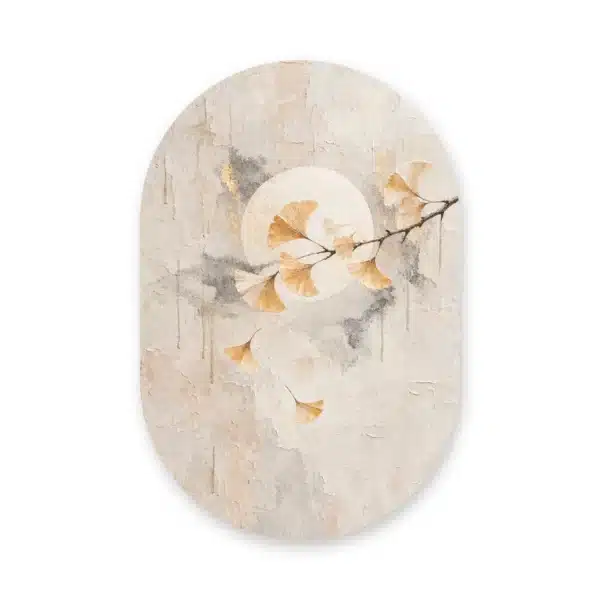 Ginkgo wanddecoratie als muurovaal los op een witte achtergrond