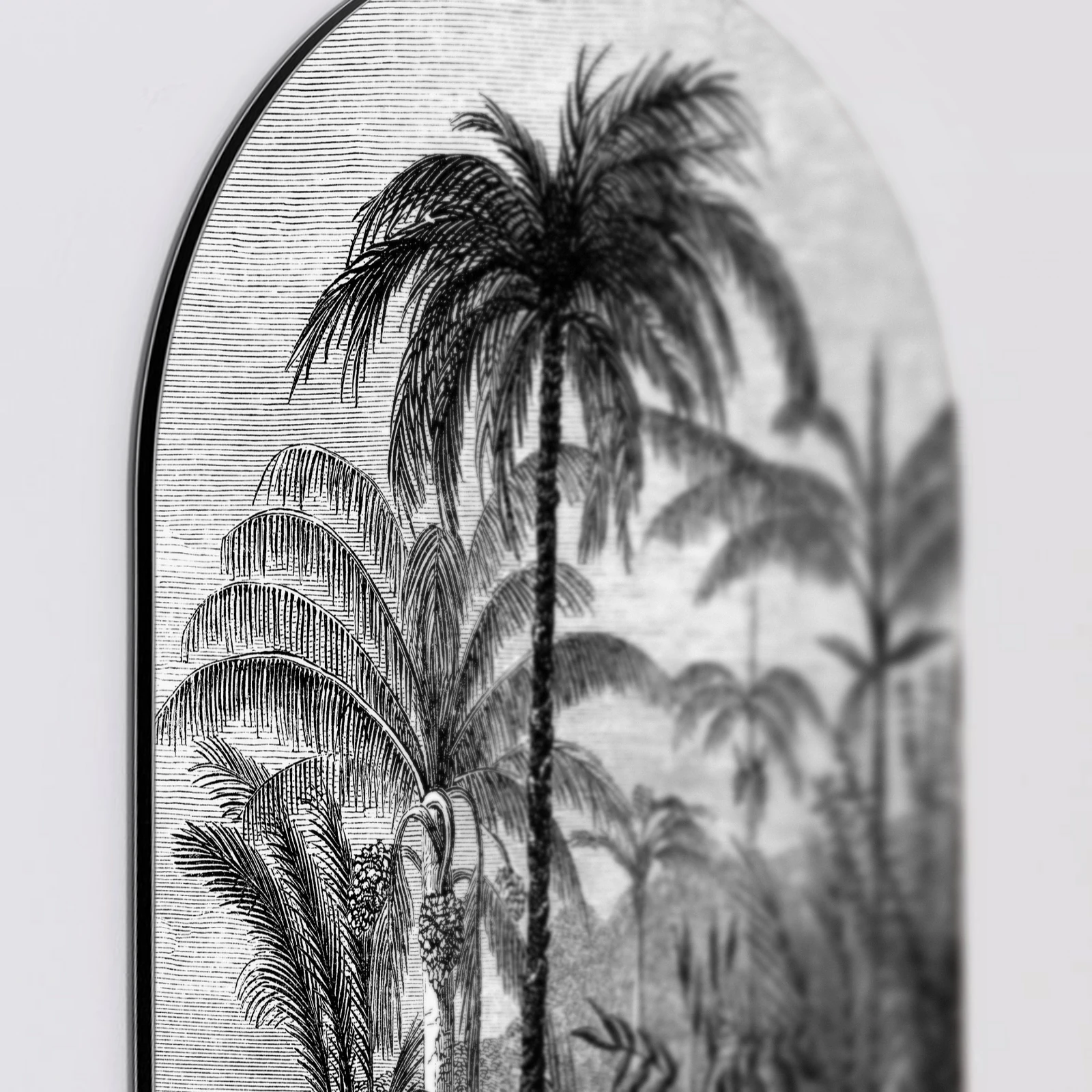 Muurovaal Jungle palmen, Aluminium Dibond van dichtbij