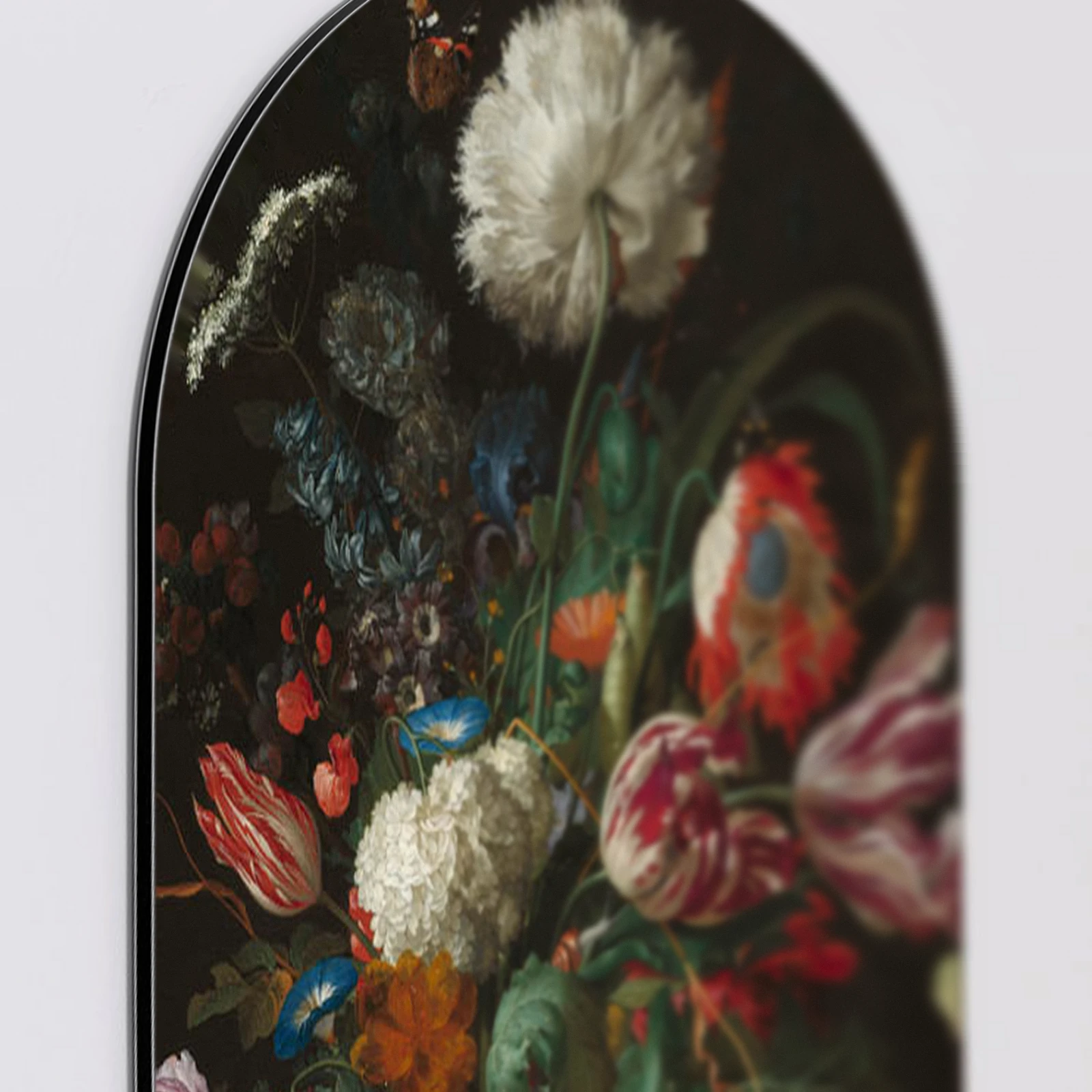 Muurovaal Vaas met bloemen van Jan Davidsz. de Heem, Aluminium Dibond van dichtbij