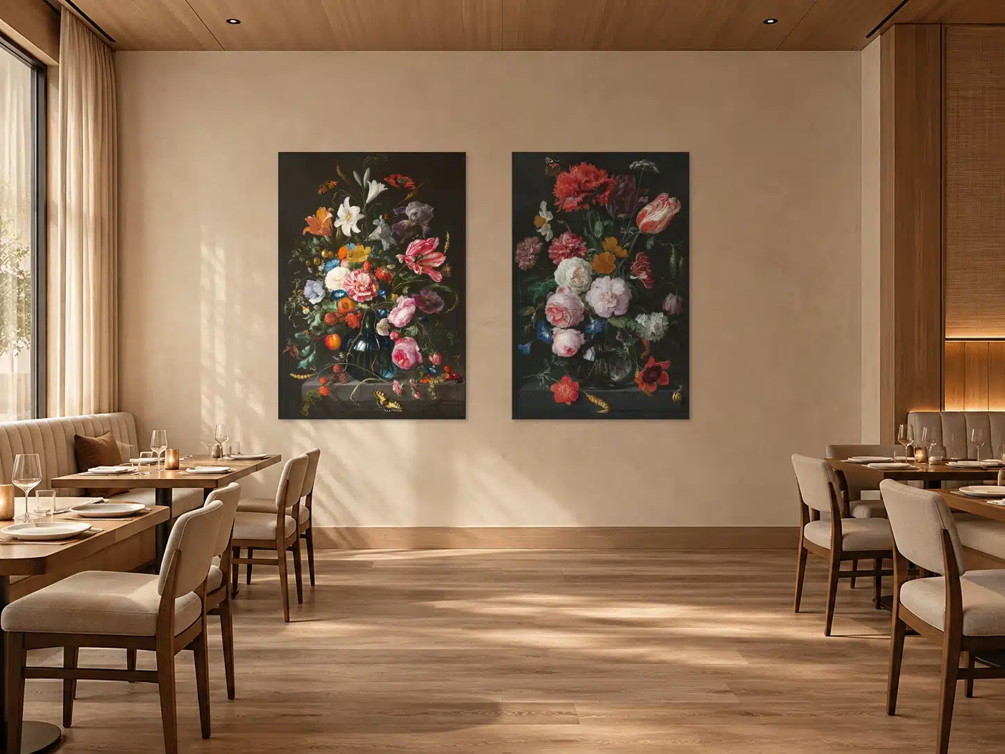 Twee bloemstillevens van Jan Davidsz. de Heem in een restaurant